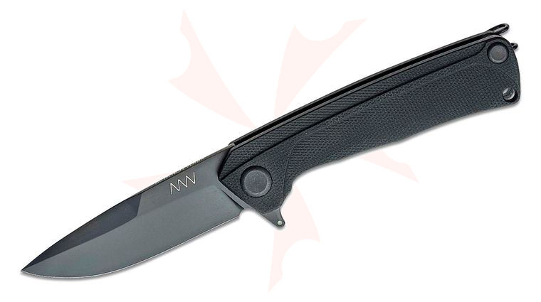 Acta Non Verba Z100 Liner Lock Flipper Knife 3.3 inch Sleipner Black DLC Drop Point Blade, Black G10 Handles