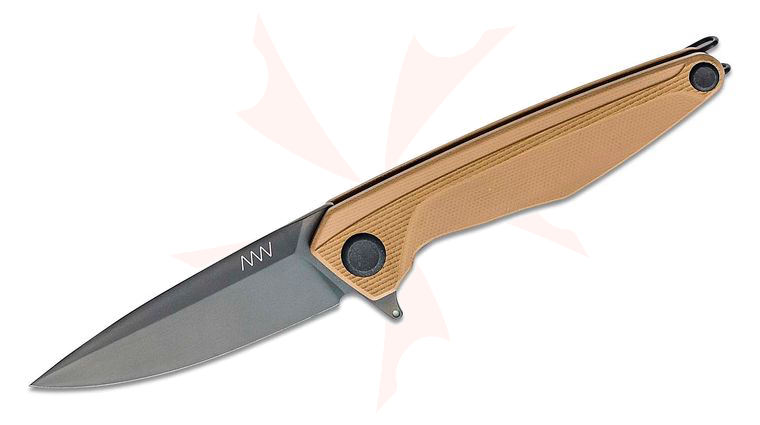Acta Non Verba Z300 Liner Lock Flipper Knife 3.5 inch Sleipner Black DLC Spear Point Blade, Coyote G10 Handles