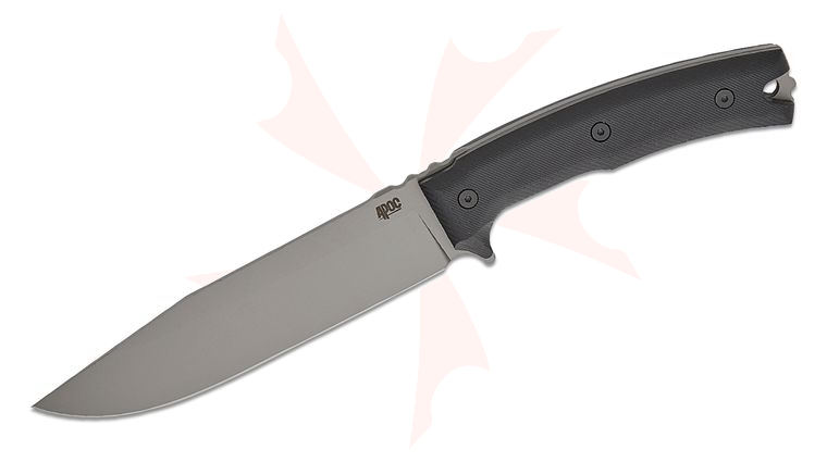CAS Iberia APOC Survival Tools Demko Bowie Fixed Blade Knife 6.75 inch D2 Titanium Coated Bowie Blade, Black G10 Handles, Kydex Sheath