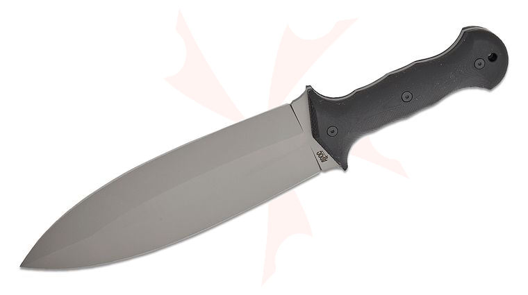 CAS Iberia APOC Survival Tools Wallace Smatchet Fixed Blade Knife 9.63 inch D2 Titanium Coated Spear Point Blade, Black G10 Handles, Kydex Sheath