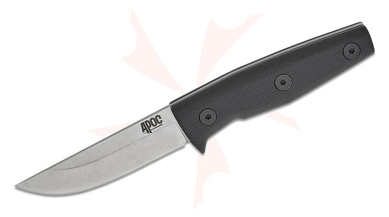 CAS Iberia APOC Survival Tools Wallace Small Puukko Fixed Blade Knife 3 inch D2 Titanium Coated Blade, Black G10 Handles, Kydex Sheath with Fire Steel