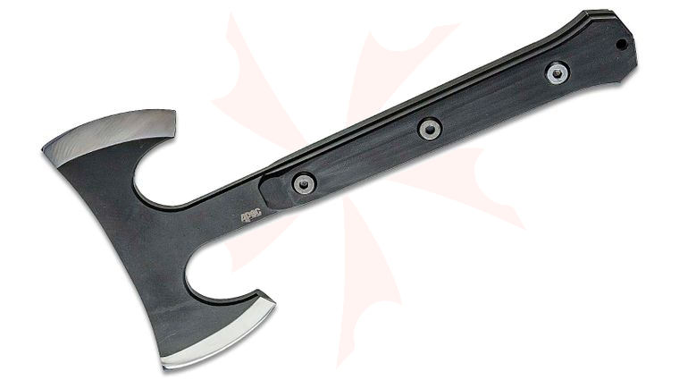CAS Iberia APOC Survival Tools Double Mukk Hatchet Duo-Grind Blade, 11.75 inch Overall, Black G10 Handles, Multi Carry Kydex Sheath