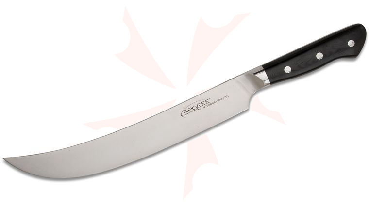 Apogee Culinary Designs Dragon Ice 10 inch Scimitar Knife, Black G10 Handles