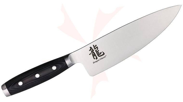 Apogee Dragon Classic 8 inch Chef's Knife, Black Micarta Handles