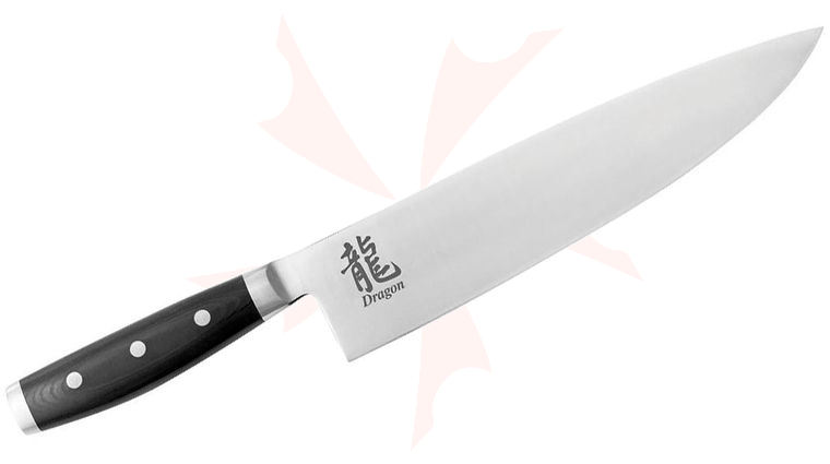 Apogee Dragon Classic 10 inch Chef's Knife, Black Micarta Handles
