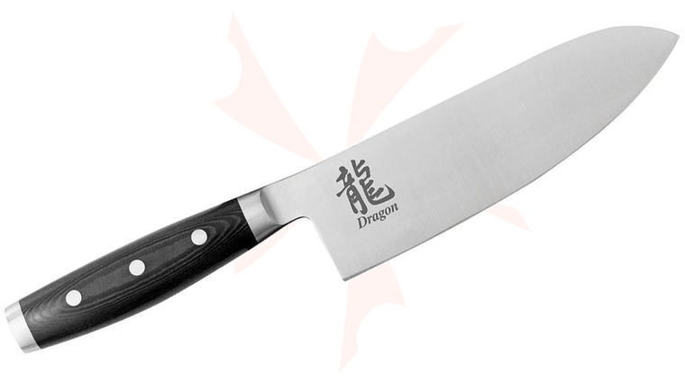 Apogee Dragon Classic 7.5 inch Santoku Knife, Black Micarta Handles