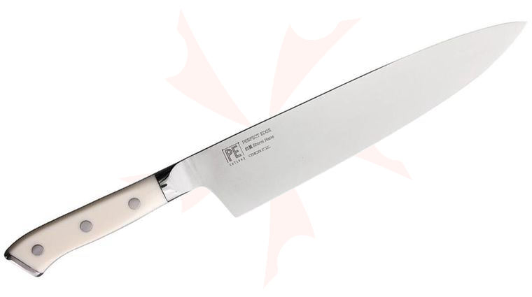 Apogee Dragon Shiro Hane 9.5 inch Gyuto Knife, White Corian Handles