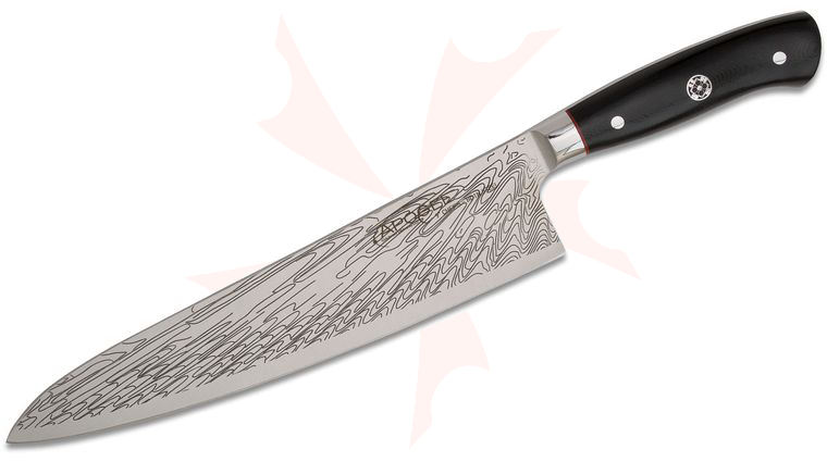 Apogee Dragon Storm 9 inch Acid Etched Chef's Knife, Black G10 Handles
