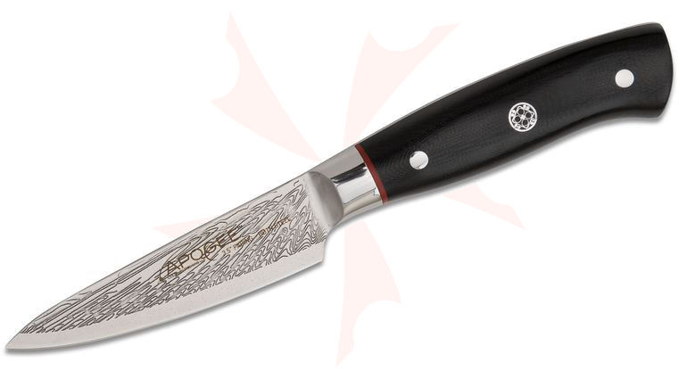 Apogee Dragon Storm 3.5 inch Acid Etched Paring Knife, Black G10 Handles