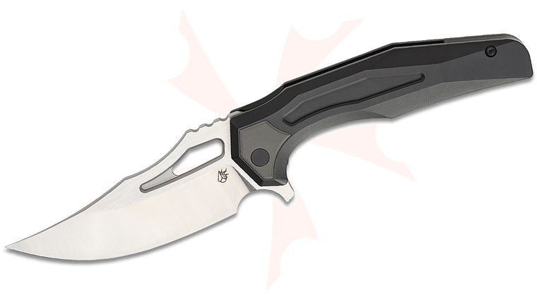 Arcane Design The CRYPT Flipper Knife 3.75 inch M390 Satin Persian Blade, Black PVD Titanium Handles, Black PVD Pivot Collars