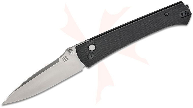 ArtisanCutlery Andromeda Folding Knife 3.42 inch AR-RPM9 Satin Drop Point Blade, Black G10 Handles
