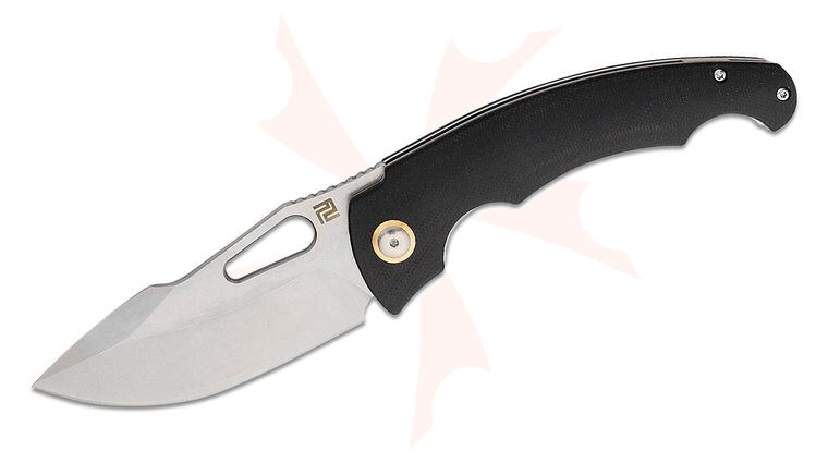 ArtisanCutlery Xcellerator Folding Knife 3.86 inch AR-RPM9 Stonewashed Harpoon Blade, Black Micarta Handles