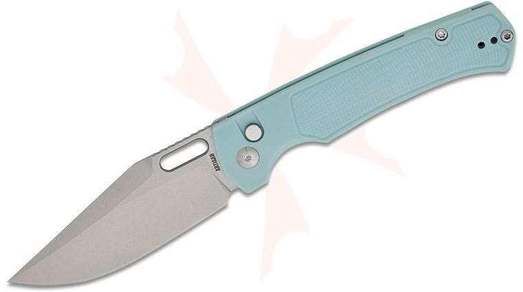 ArtisanCutlery Ray Laconico Revel Button Lock Folding Knife 3.54 inch AR-RPM9 Stonewashed Clip Point Blade, Mint Green FRN Handles