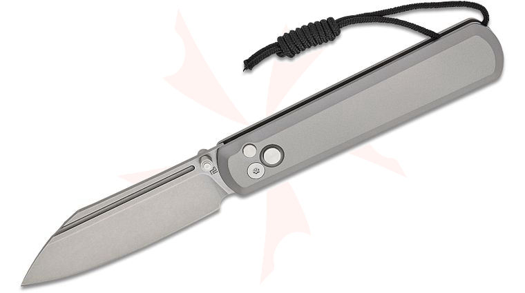 ArtisanCutlery Holm Button Lock Folding Knife 3.1 inch S90V Stonewashed Wharncliffe Blade, Gray Titanium Handles
