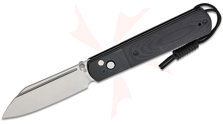 ArtisanCutlery Holm Button Lock Folding Knife 3.1 inch AR-RPM9 Stonewashed Wharncliffe Blade, Black G10 Handles with Black Steel Bolsters