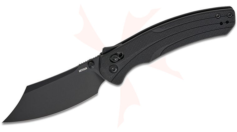 ArtisanCutlery Simoon 1882P-BBK Recoil Lock V2 Folding Knife 3.47 inch AR-RPM9 Black PVD Bowie Blade, Black G10 Handles