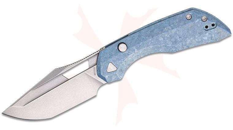 ArtisanCutlery Mousebird Top Liner Lock Folding Knife 3 inch S35VN Stonewashed Clip Point Blade, Crystallized Titanium Handles