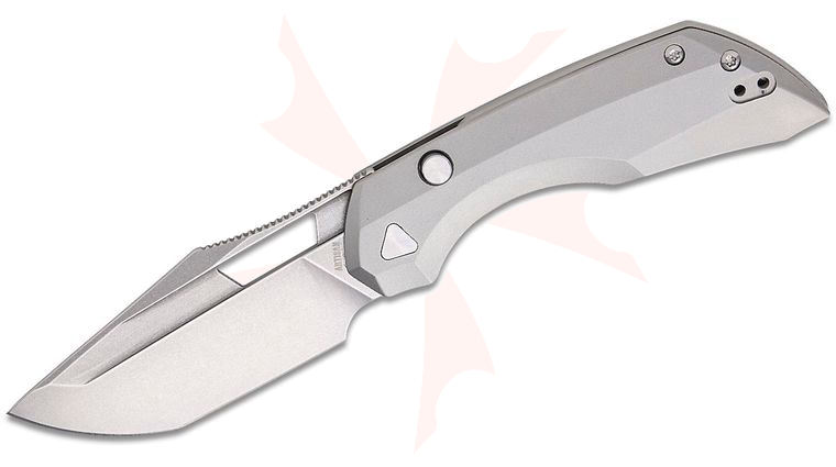 ArtisanCutlery Mousebird Top Liner Lock Folding Knife 3 inch S35VN Stonewashed Clip Point Blade, Gray Titanium Handles