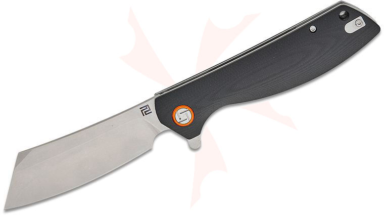 ArtisanCutlery Tomahawk 1815P-BKC Flipper Knife 3.94 inch Stonewashed D2 Cleaver-Style Blade, Contoured Black G10 Handles