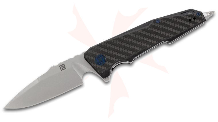 ArtisanCutlery Predator 1706P-CF Flipper Knife 3.75 inch S35VN Stonewashed Blade, Carbon Fiber Handles