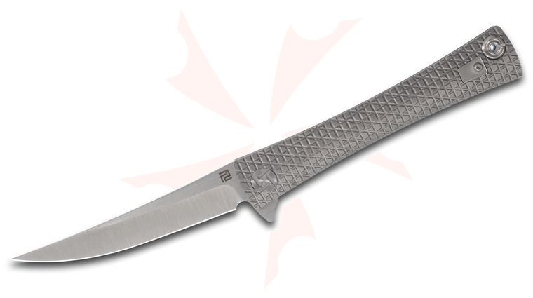 ArtisanCutlery S Waistline 1805G-GYS Flipper Knife 4.06 inch S35VN Satin Blade, Gray Titanium Handles 