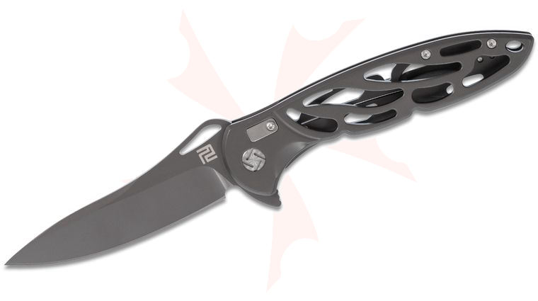 ArtisanCutlery Hoverwing 1801P-GY Flipper Knife 3.94 inch D2 Gray Drop Point Blade, Gray Steel Handles