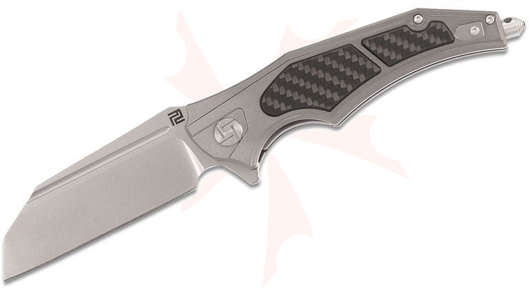 ArtisanCutlery Apache Nomad Flipper Knife 3.82 inch D2 Wharncliffe Blade, Aluminum Handles with Carbon Fiber Onlays