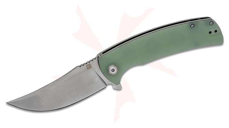 ArtisanCutlery Arroyo Flipper Knife 3.31 inch Satin AR-RPM9 Upswept Blade, Translucent Green G10 Handles