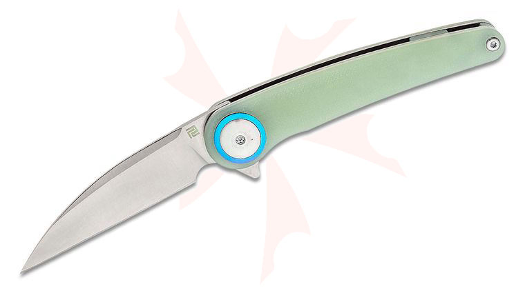 ArtisanCutlery Cazador Flipper Knife 3.48 inch AR-RPM9 Satin Wharncliffe Blade, Translucent Green (Jade) G10 Handles