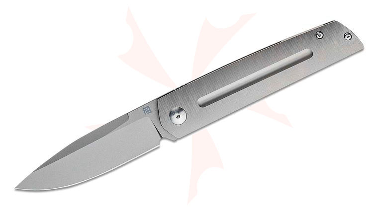 ArtisanCutlery Sirius Front Flipper Knife 3.54 inch S35VN Satin Drop Point Blade, Titanium Handles