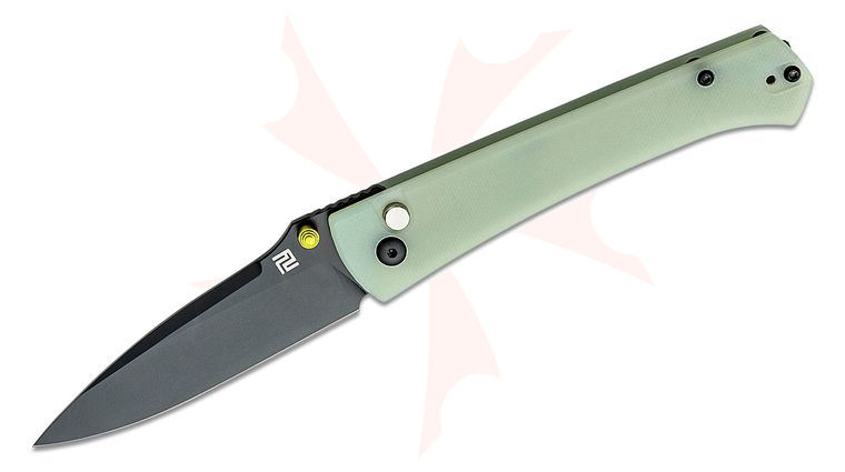 ArtisanCutlery Andromeda Folding Knife 3.42 inch AR-RPM9 Satin Drop Point Blade, Natural (Jade) G10 Handles