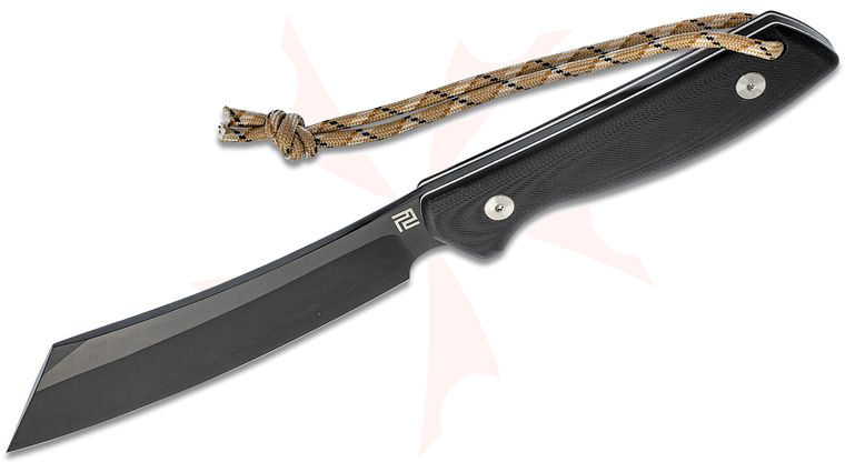 ArtisanCutlery Tomahawk Fixed Blade Knife 6.3 inch Black D2 Cleaver-Style Blade, Contoured Black G10 Handles w/ White G10 Liners
