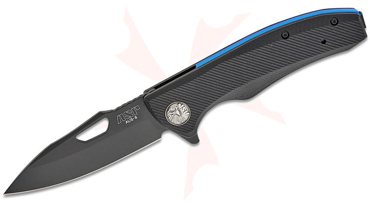 ASP PDK Police Duty Assisted Folding Knife 3.4 inch AUS-8 Black Drop Point Blade, Flat Grip Black G10 Handles
