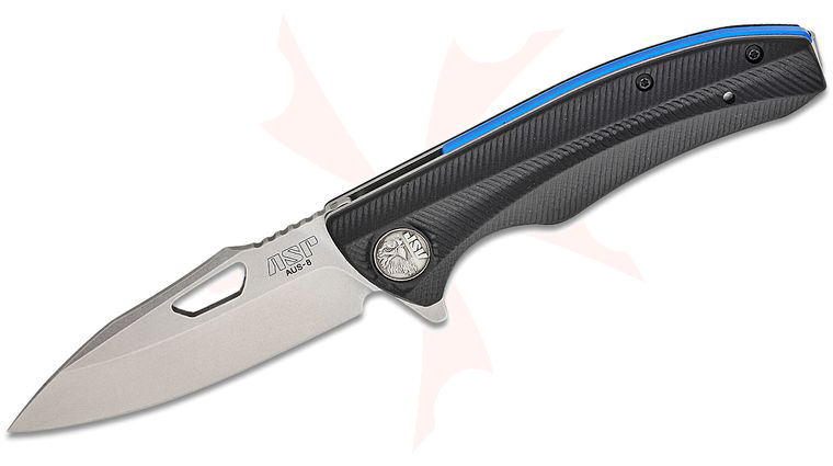 ASP PDK Police Duty Assisted Folding Knife 3.4 inch AUS-8 Stonewashed Drop Point Blade, Grooved Grip Black G10 Handles