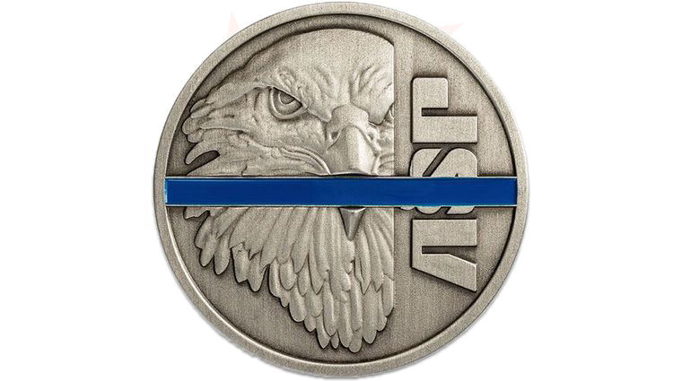ASP Thin Blue Line Challenge Coin with Plastic Case