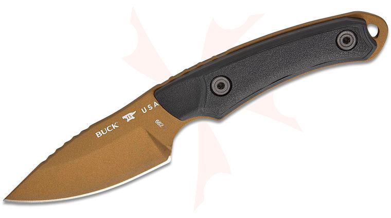 Buck 662 Alpha Scout Backcountry Fixed Blade Knife 2.875 inch 420HC Bronze Cerakote Drop Point, VeraFlex Rubber and GRN Handles, Kydex Sheath