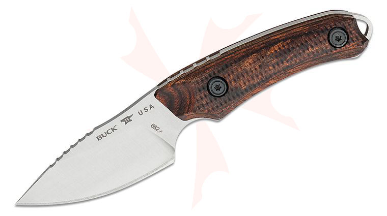 Buck 662 Alpha Scout Fixed Blade Knife 2.875 inch S35VN Satin Drop Point, Walnut Dymalux Handles, Leather Sheath