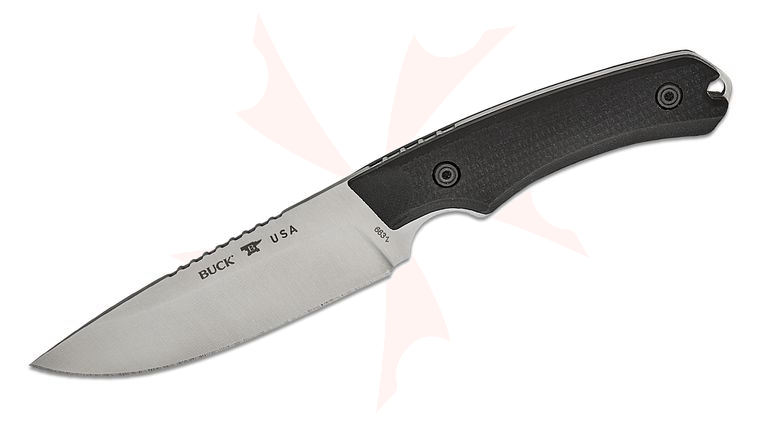 Buck 663 Alpha Guide Elite Fixed Blade Knife 4.5 inch MagnaCut Satin Drop Point, Black G10 Handles, Kydex Sheath