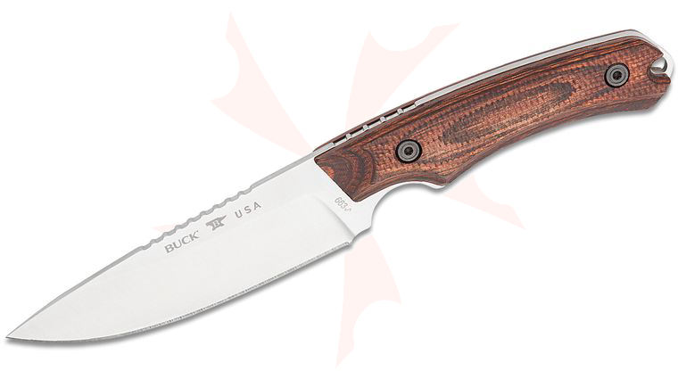 Buck 663 Alpha Guide Fixed Blade Knife 4.5 inch S35VN Satin Drop Point, Textured Walnut DymaLux Handles, Leather Sheath
