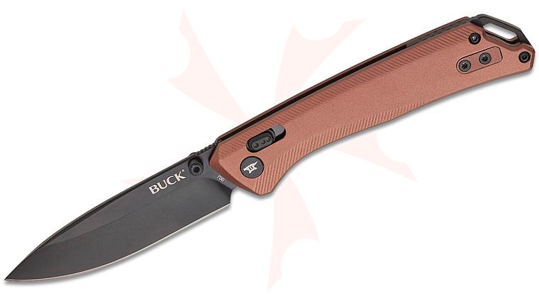 Buck 700 Nomad Crossbar Lock Folding Knife 3.25 inch D2 Black Drop Point Blade, Bronze Anodized Aluminum Handles, Black Accents