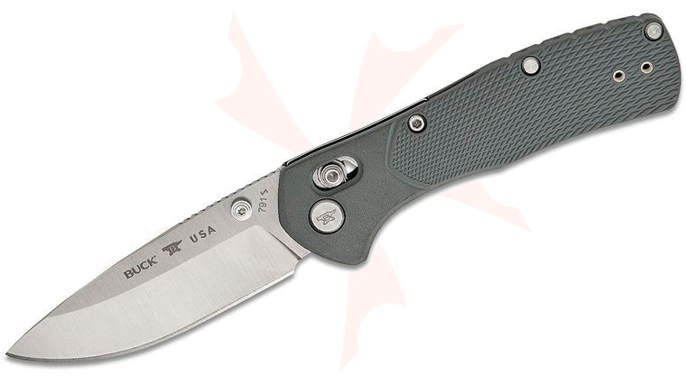 Buck 0791GYS1 Range Pro Crossbar Lock Folding Knife 3.375 inch 154CM Satin Drop Point Blade, Gray GFN Handles