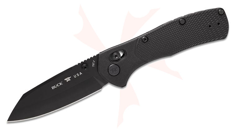 Buck 0797BKS1 Range Ops Pro Crossbar Lock Folding Knife 3.375 inch 154CM Black Reverse Tanto Blade, Black GFN Handles