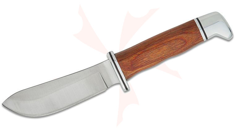Buck 0103CCS1 Heritage Skinner Fixed Blade Knife 4 inch 420HC Satin Skinner Blade, Cocobolo Wood Handle with Nickel Silver Pommel/Guard, Leather Sheath