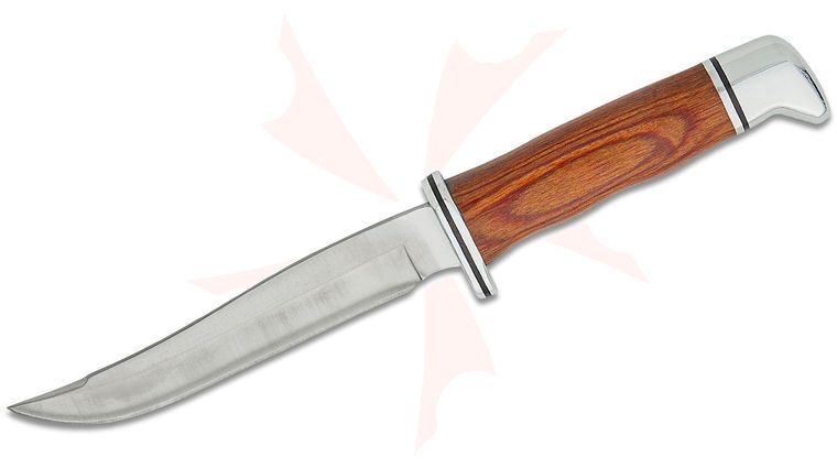 Buck 0105CCS1 Heritage Pathfinder Fixed Blade Knife 5 inch 420HC Satin Clip Point Blade, Cocobolo Wood Handle with Nickel Silver Pommel/Guard, Leather Sheath