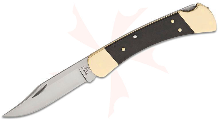 Buck 110 Slim Heritage Elite Folding Hunter 3.75 inch MagnaCut Plain Blade, Ebony Wood Handles with Brass Bolsters, Deep Carry Pocket Clip