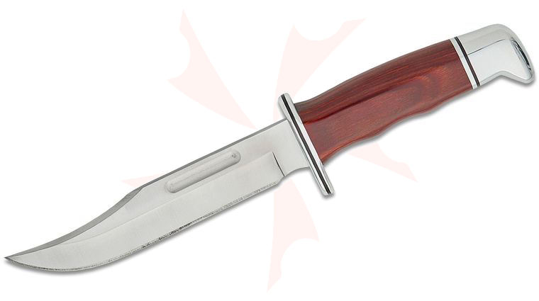 Buck 119 Heritage Special Hunting Fixed Blade Knife 6 inch 420HC Satin Clip Point Blade, Cocobolo Wood Handle with Nickel Silver Pommel/Guard, Leather Sheath (0119CCS1)