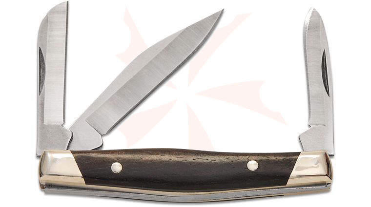 Buck 0303BRS2 Cadet 3 Blade Slipjoint Folding Knife 3.35 inch Closed, Ebony Wood Handles with Nickel Silver Bolsters