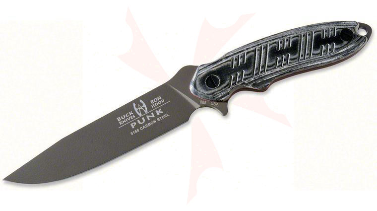 Buck 065 Buck/Hood Punk 5-5/8 inch Fixed Blade Black Micarta Handle, Nylon MOLLE Compatible Sheath