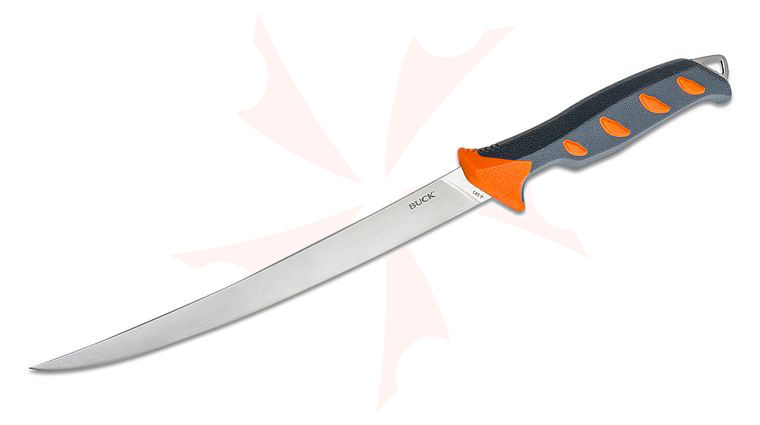 Buck 0146ORS Hookset Fresh Water Fillet Knife 9 inch 5Cr15MoV Blade, Orange Polypropylene and Rubber Overmold Handles, Plastic Sheath