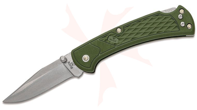 Buck 112 Slim Ranger Select Folding Knife 3 inch Plain Blade, OD Green GFN Handles, Deep Carry Pocket Clip